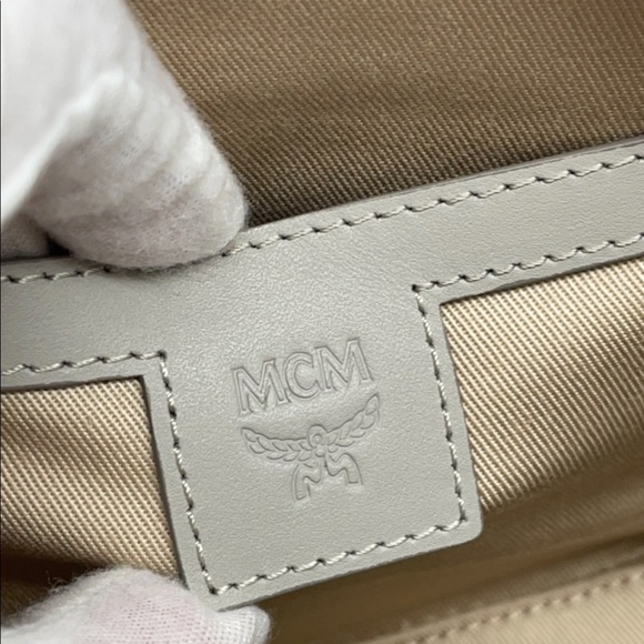 MCM New Mini Half Moon Top Handle Satchel Purse Soft Pink Logo Crossbody Bag - Picture 4 of 16